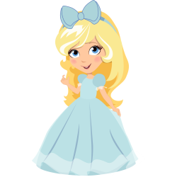 Autocollant Princesse Robe Bleu