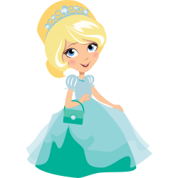 Autocollant Princesse Robe Bleu Vert