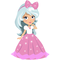 Autocollant Princesse Robe Rose Blanc