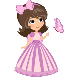 Autocollant Princesse Robe Rose Papillon