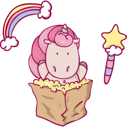 Autocollant Licorne Pop Corn