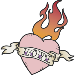 Autocollant Vintage Love Flamme