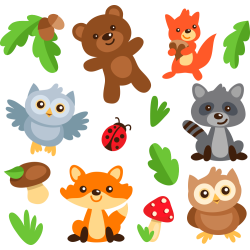 Autocollant Kit Enfant Animaux Forêt