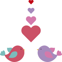 Autocollant Oiseaux Amoureux