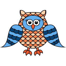 Autocollant Chouette Bleu 3