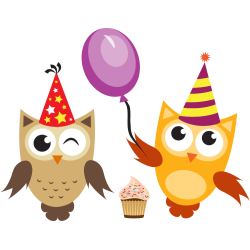 Autocollant Chouette Anniversaire Muffin