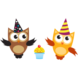 Autocollant Chouette Anniversaire Muffin 2