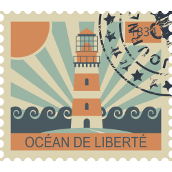 Autocollant Timbre Vintage Océan