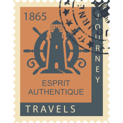 Autocollant Timbre Vintage Mer Voyage