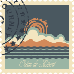 Autocollant Timbre Vintage Océan Liberté