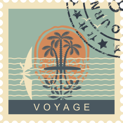 Autocollant Timbre Vintage Voyage 2