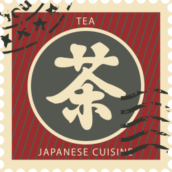 Autocollant Timbre Vintage Thé Japon