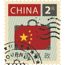 Autocollant Timbre Vintage Chine