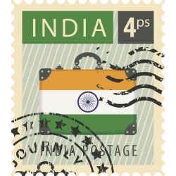 Autocollant Timbre Vintage Inde