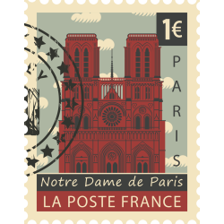 Autocollant Timbre Vintage Notre Dame
