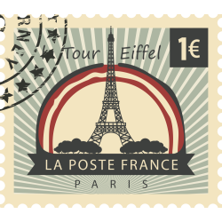 Autocollant Timbre Vintage Tour Eiffel
