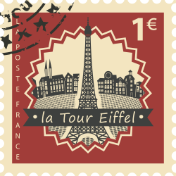 Autocollant Timbre Vintage Tour Eiffel 2