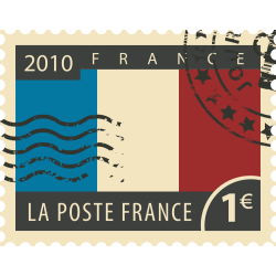 Autocollant Timbre Vintage Drapeau France