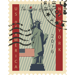 Autocollant Timbre Vintage Statue De La Liberté
