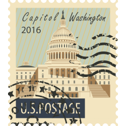 Autocollant Timbre Vintage Capitol Washington