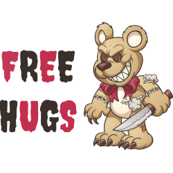 Autocollant Ourson Démon Free Hugs
