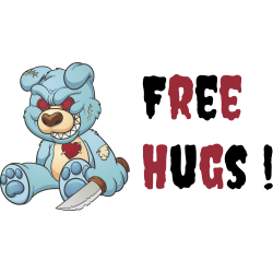 Autocollant Ours Démon Free Hugs