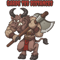Autocollant Minotaure Garde Tes Distances