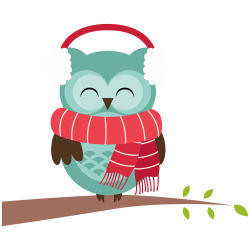 Autocollant Noël Chouette Echarpe