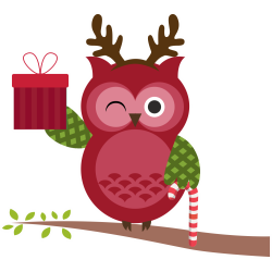 Autocollant Noël Chouette Cadeaux