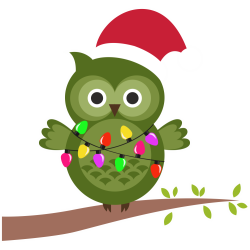 Autocollant Noël Chouette Guirlande