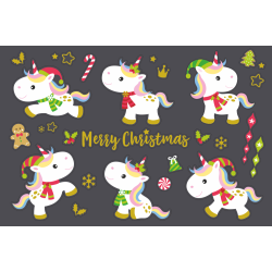 Autocollant Kit De Noël Licornes