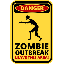 Autocollant Panneau Danger Zombie