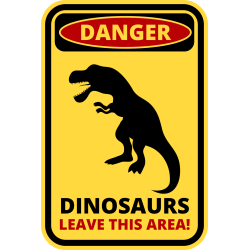 Autocollant Panneau Danger Dinosaure