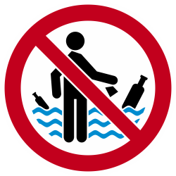 Autocollant Panneau Interdiction De Jeter Déchets Dans L"eau