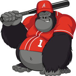 Autocollant Singe Gorille Base Ball