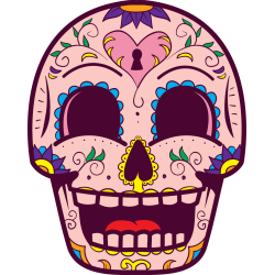 Autocollant Tête De Mort Mexiciane Drôle Rose