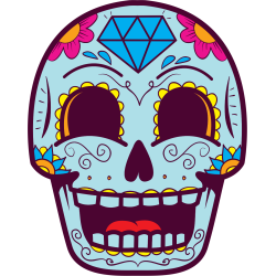 Autocollant Tête De Mort Mexiciane Drôle Bleu