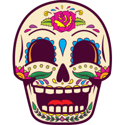 Autocollant Tête De Mort Mexiciane Drôle Beige