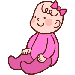 Autocollant Bébé Fille Assis