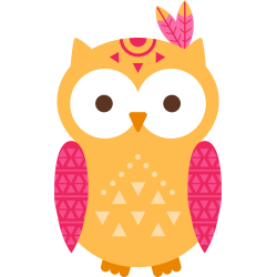 Autocollant Chouette Plumes Orange