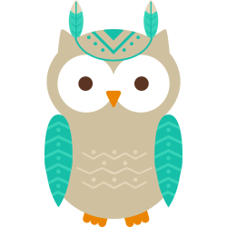 Autocollant Chouette Plumes Gris