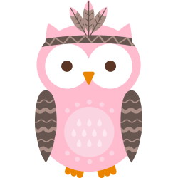 Autocollant Chouette Plumes Rose