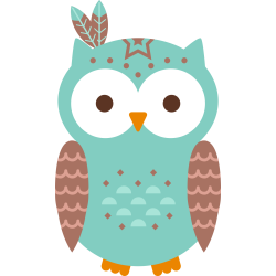 Autocollant Chouette Plumes Bleu