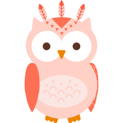 Autocollant Chouette Plumes Saumon