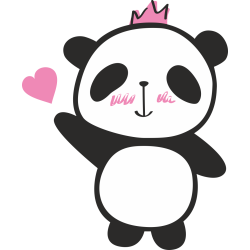 Autocollant Panda Mignon Couronne