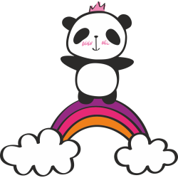 Autocollant Panda Arc En Ciel Couronne