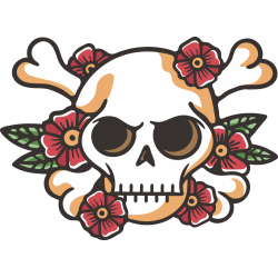 Autocollant Tête De Mort Petites Fleurs