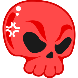 Autocollant Tête De Mort Drôle Rouge