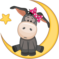 Autocollant âne Mignon Lune