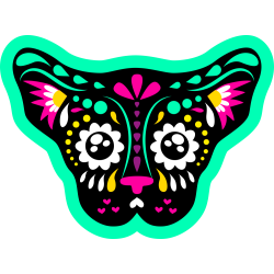 Autocollant Chat Skull Coloré Vert